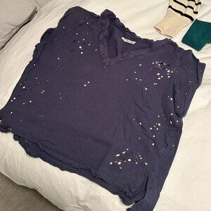 Free People We The Free Navy Distressed Tee Size Small